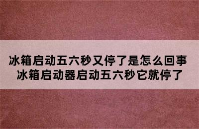 冰箱启动五六秒又停了是怎么回事 冰箱启动器启动五六秒它就停了